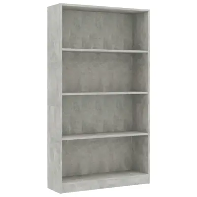 vidaXL Knjižna omara 4-nadstropna betonsko siva 80x24x142 cm