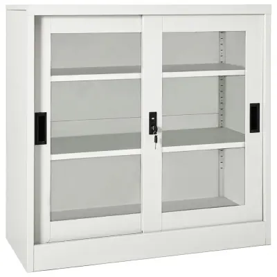 vidaXL Omara z drsnimi vrati svetlo siva 90x40x90 cm jeklo