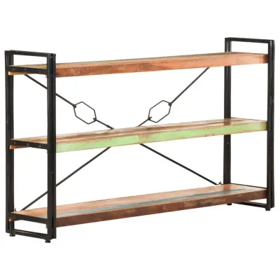 vidaXL Knjižna omara 3-nadstropna 140x30x80 cm trden predelan les