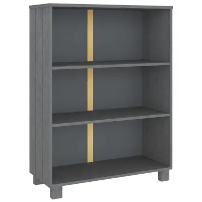 vidaXL Knjižna omara HAMAR temno siva 85x35x112 cm trdna borovina
