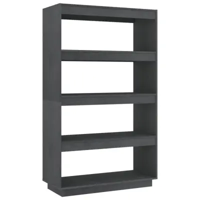 vidaXL Knjižna omara za razdelitev prostora siva 80x35x135 cm borovina