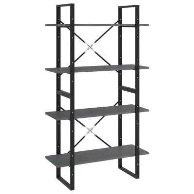 vidaXL Knjižna omara 4-nadstropna siva 80x30x140 cm trdna borovina