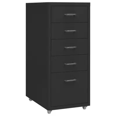 vidaXL Premična omara za dokumente črna 28x41x69 cm kovinska