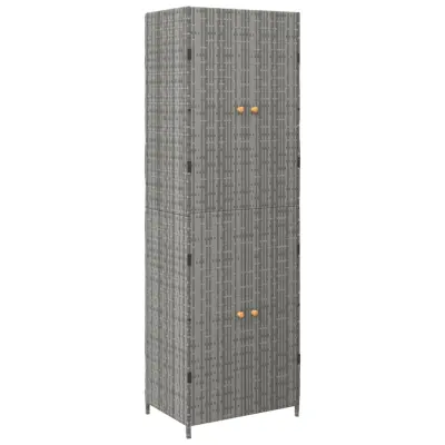 vidaXL Vrtna omara za shranjevanje siva 59x40x180 cm poli ratan