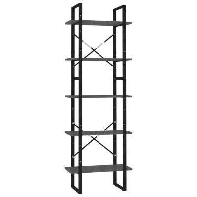 vidaXL Knjižna omara 5-nadstropna siva 60x30x175 cm inženirski les