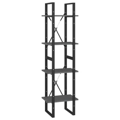 vidaXL Knjižna omara 4-nadstropna siva 40x30x140 cm trdna borovina