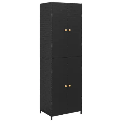 vidaXL Vrtna omara za shranjevanje črna 59x40x180 cm poli ratan