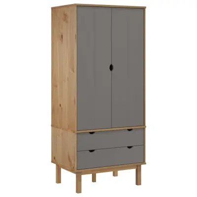 vidaXL Garderobna omara OTTA rjava in siva 76,5x53x172 cm borovina