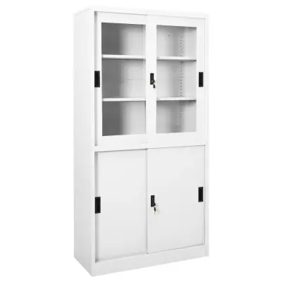 vidaXL Pisarniška omara z drsnimi vrati bela 90x40x180 cm