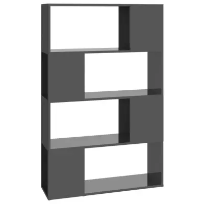 vidaXL Knjižna omara za razdelitev prostora sijaj siva 80x24x124,5 cm