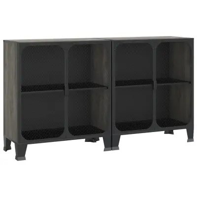 vidaXL Omara 2 kosa siva 72x36x82 cm kovina in MDF