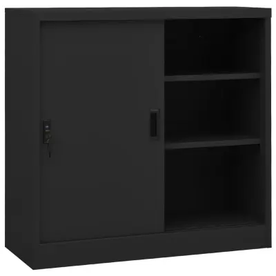 vidaXL Pisarniška omara z drsnimi vrati antracitna 90x40x90 cm jeklo
