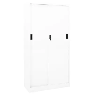 vidaXL Pisarniška omara z drsnimi vrati bela 90x40x180 cm jeklo