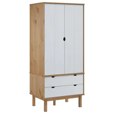 vidaXL Garderobna omara OTTA rjava in bela 76,5x53x172 cm borovina