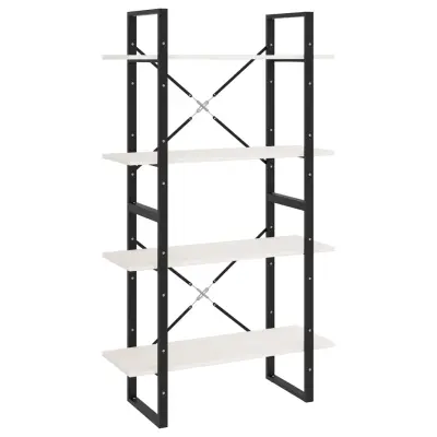 vidaXL Knjižna omara 4-nadstropna bela 80x30x140 cm trdna borovina