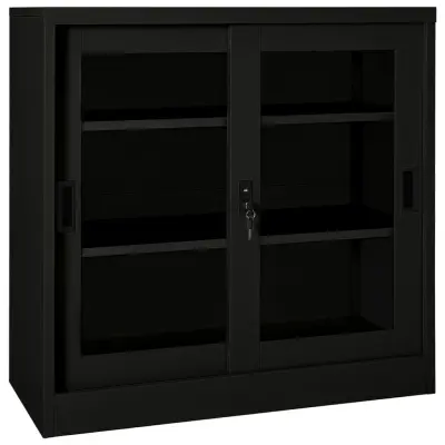 vidaXL Omara z drsnimi vrati črna 90x40x90 cm jeklo