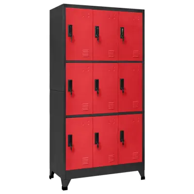 vidaXL Omara s ključavnico antracitna in rdeča 90x45x180 cm jeklo