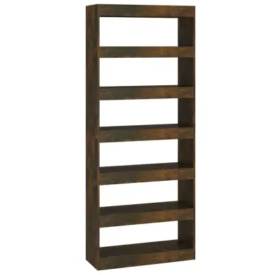 vidaXL Knjižna omara/pregrada dimljeni hrast 80x30x198 cm iverna pl.