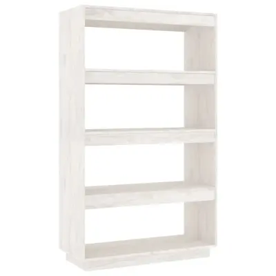 vidaXL Knjižna omara za razdelitev prostora bela 80x35x135 cm borovina