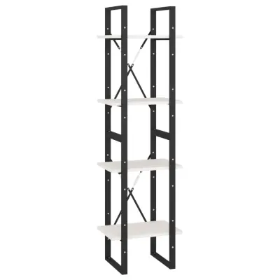 vidaXL Knjižna omara 4-nadstropna bela 40x30x140 cm trdna borovina