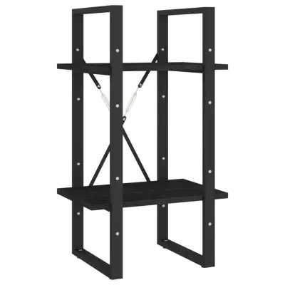 vidaXL Knjižna omara 2-nadstropna črna 40x30x70 cm trdna borovina
