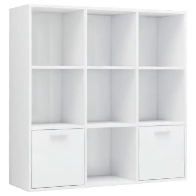 vidaXL Knjižna omara visok sijaj bela 98x30x98 cm iverna plošča