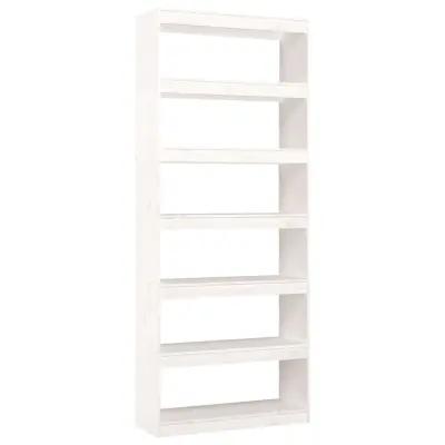 vidaXL Knjižna omara/pregrada bela 80x30x199,5 cm trdna borovina