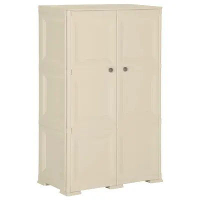 vidaXL Plastična omara 79x43x125 cm lesen dizajn angora bela