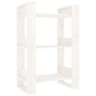 vidaXL Knjižna omara/pregrada bela 60x35x91 cm trdna borovina