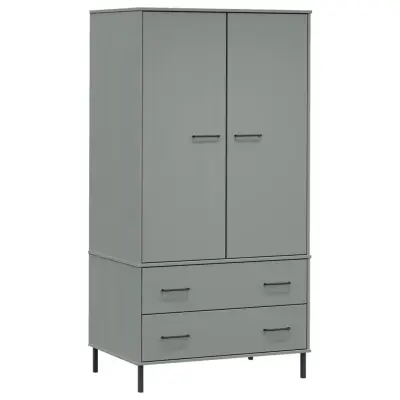 vidaXL Garderobna omara siva 90x55x172,5 cm trden les OSLO