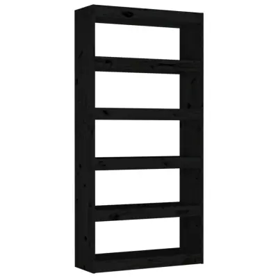 vidaXL Knjižna omara/pregrada črna 80x30x167,4 cm trdna borovina