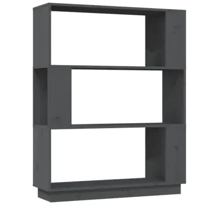 vidaXL Knjižna omara/pregrada siva 80x25x101 cm trdna borovina