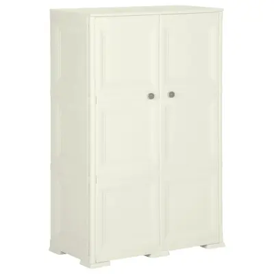 vidaXL Plastična omara 79x43x125 cm lesen dizajn vanilla ice