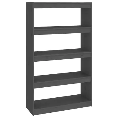 vidaXL Knjižna omara/pregrada siva 80x30x135,5 cm trdna borovina