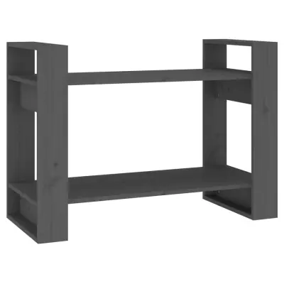 vidaXL Knjižna omara/pregrada siva 80x35x56,5 cm trdna borovina
