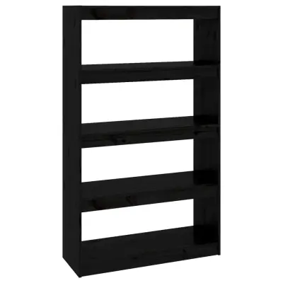 vidaXL Knjižna omara/pregrada črna 80x30x135,5 cm trdna borovina