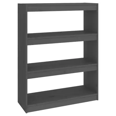 vidaXL Knjižna omara/pregrada siva 80x30x103,5 cm trdna borovina