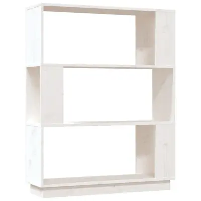 vidaXL Knjižna omara/pregrada bela 80x25x101 cm trdna borovina
