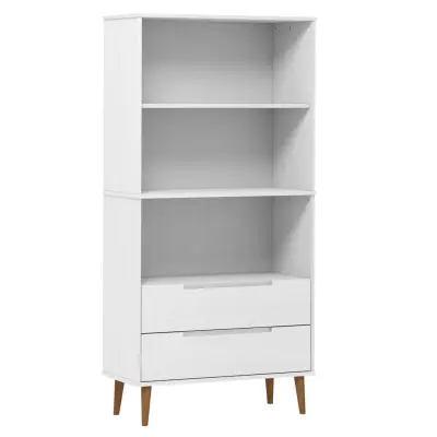 vidaXL Knjižna omara MOLDE bela 85x35x170,5 cm trdna borovina