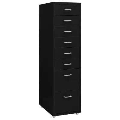 vidaXL Premična arhivska omara črna 28x41x109 cm kovinska