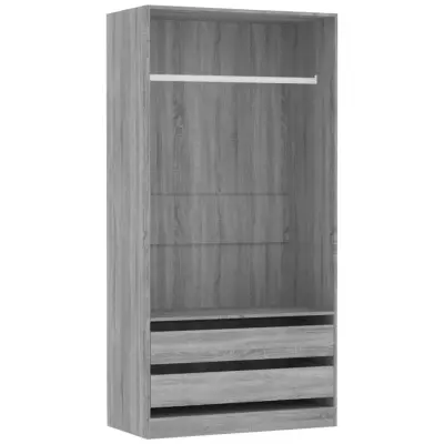 vidaXL Garderobna omara siva sonoma 100x50x200 cm inženirski les