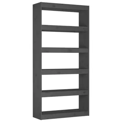 vidaXL Knjižna omara/pregrada siva 80x30x167,4 cm trdna borovina