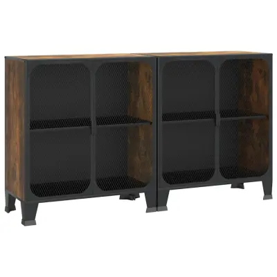 vidaXL Omara 2 kosa rustikalno rjava 72x36x82 cm kovina in MDF