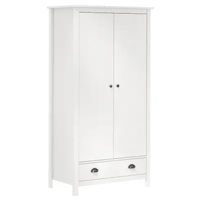 vidaXL Garderobna omara z 2 vrati Hill bela 89x50x170 cm borovina
