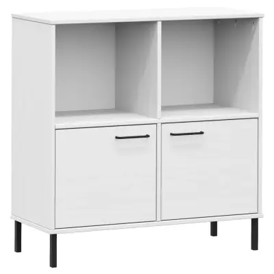 vidaXL Knjižna omara z nogami bela 90x35x90,5 cm trden les OSLO