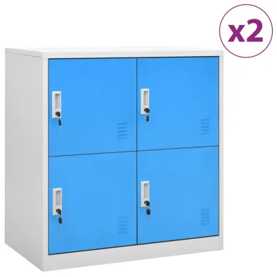 vidaXL Omara s ključavnico 2 kosa siva in modra 90x45x92,5 cm jeklo