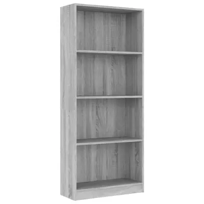 vidaXL Knjižna omara 4-nadstropna siva sonoma 60x24x142 cm inžen. les