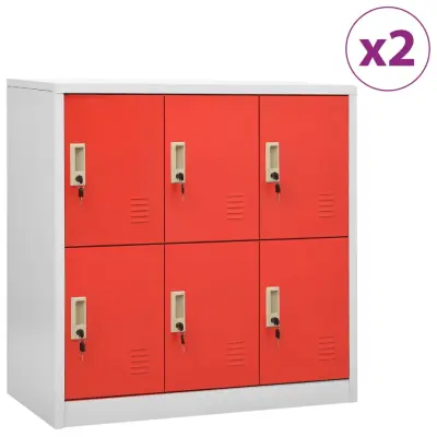 vidaXL Omara s ključavnico 2 kosa siva in rdeča 90x45x92,5 cm jeklo