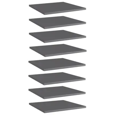 vidaXL Dodatne police za omaro 8 kosov visok sijaj sive 40x40x1,5 cm