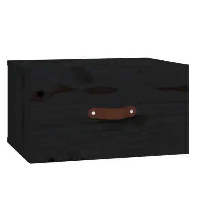 vidaXL Stenska nočna omarica črna 40x29,5x22 cm